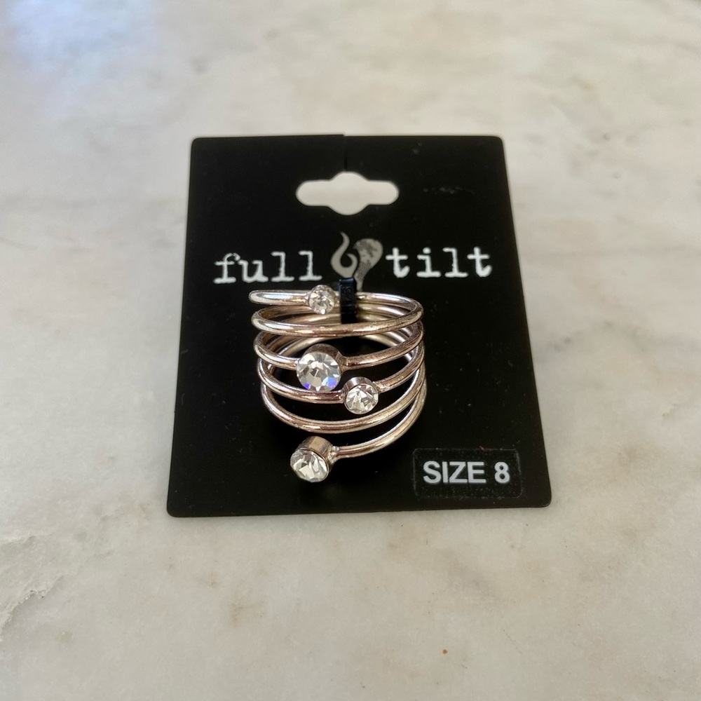 Silver Statement Ring with Rhinestones